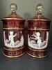 Cranberry Glass Lidded Jars Hand-Enameled Mary Gregory Style