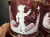 Cranberry Glass Lidded Jars Hand-Enameled Mary Gregory Style - 2