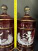 Cranberry Glass Lidded Jars Hand-Enameled Mary Gregory Style - 6