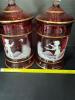 Cranberry Glass Lidded Jars Hand-Enameled Mary Gregory Style - 7