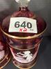 Cranberry Glass Lidded Jars Hand-Enameled Mary Gregory Style - 8