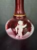 Mary Gregory Style Cranberry Glass Decanter with Hand-Painted Boy Scene - 2