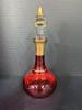 Mary Gregory Style Cranberry Glass Decanter with Hand-Painted Boy Scene - 3