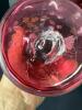 Pair of Hand-Painted Cranberry Glass Vases with Floral Motifs - 4
