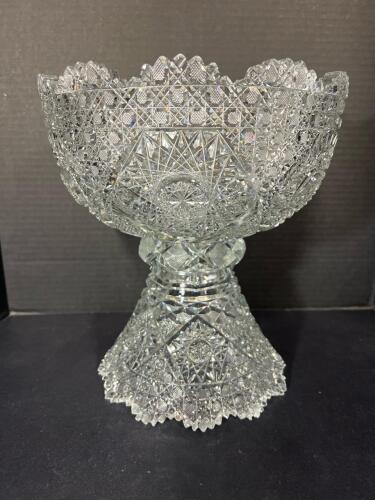 American Brilliant Period Cut Glass Pedestal Compote
