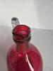 Cranberry Glass Decanter with Three Matching Cups - 8