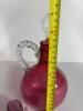 Cranberry Glass Decanter with Three Matching Cups - 11