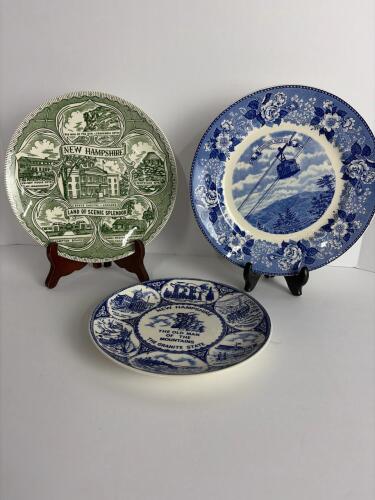 Three New Hampshire Souvenir Plates