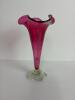 Hand-Blown Pink Glass Vase with Clear Floral Base