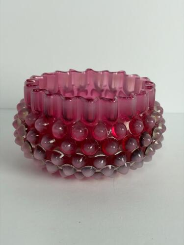Hobnail Cranberry Glass Finger Bowl