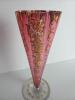 Hand-Painted Cranberry Glass Trumpet Vase - 2