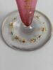 Hand-Painted Cranberry Glass Trumpet Vase - 3