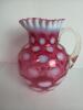 Cranberry Opalescent Coin Dot Glass Pitcher & Four Tumblers - 5