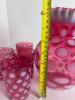 Cranberry Opalescent Coin Dot Glass Pitcher & Four Tumblers - 10