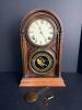 Antique Wood Mantel Clock with Glass Door