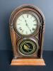 Antique Wood Mantel Clock with Glass Door - 2