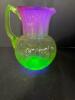 Vaseline Glass Pitcher with Cranberry Rim - 2