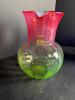 Vaseline Glass Pitcher with Cranberry Rim - 6