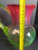Vaseline Glass Pitcher with Cranberry Rim - 8