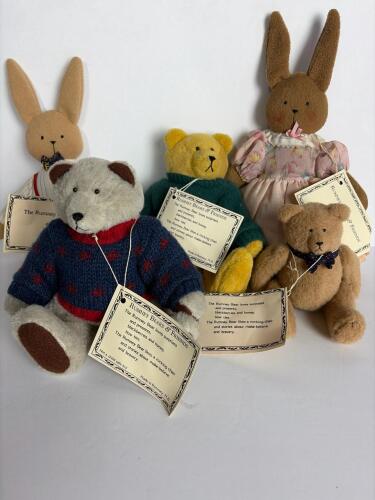 Four Rumney Bears & Friends Plush Dolls