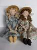 Pair of Handmade Cloth Dolls with Straw Hats