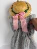 Pair of Handmade Cloth Dolls with Straw Hats - 4
