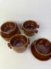 Set of Brown Glazed Onion Soup Bowls with Saucers - 2