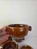 Set of Brown Glazed Onion Soup Bowls with Saucers - 3