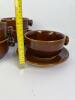Set of Brown Glazed Onion Soup Bowls with Saucers - 6