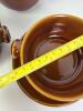 Set of Brown Glazed Onion Soup Bowls with Saucers - 7