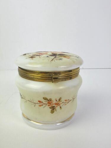 Hand Painted Opaline Glass Dresser Jar