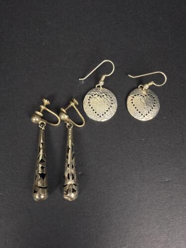 Two Pairs Sterling Silver Earrings