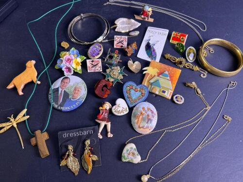 Assorted Costume Jewelry and Pins Lot