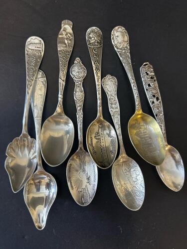 Sterling Silver Souvenir Spoons - 160.8 Grams