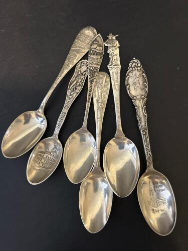 Six Sterling Silver Massachusetts Souvenir Spoons - 135.4 Grams