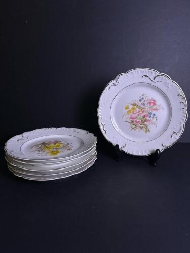 Porcelain Plates with Floral Design, Count of 6