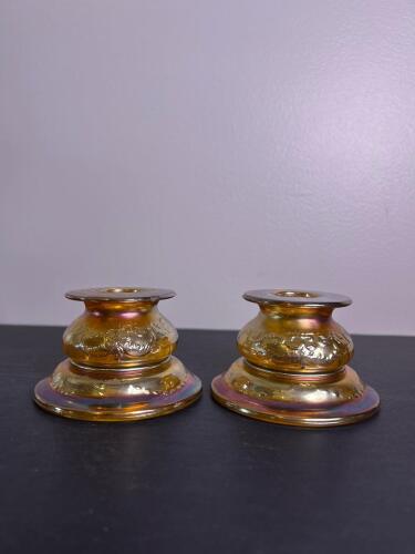 Iridescent Glass Candle Holder Duo