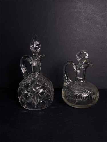 Two Glass Decanters, Cut and Pressed