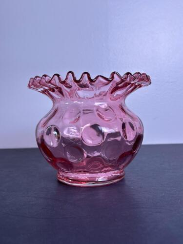 Cranberry Glass With Ruffled Rim