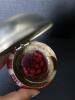 Victorian-Style Cranberry Glass Polka Dot Syrup Pitcher with Metal Lid - 3