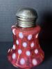 Victorian-Style Cranberry Glass Polka Dot Syrup Pitcher with Metal Lid - 4