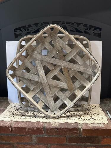 Set of Two Rustic Tobacco Drying Baskets