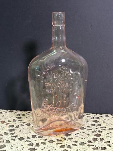 Jus de Fruits Embossed Italian Pink Glass Bottle