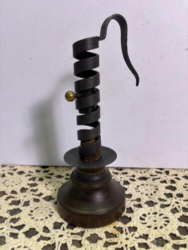 Vintage Iron Spiral Betty Lamp Candle Holder