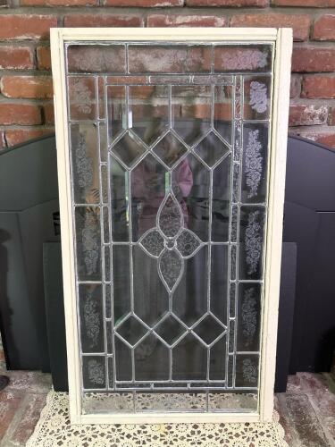 Vintage Leaded Glass Floral Panel Window