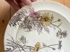 Antique floral transferware plate, yellow daisies - 3