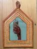 Leather-Trimmed Decorative Mirror with Tooled Heart Design