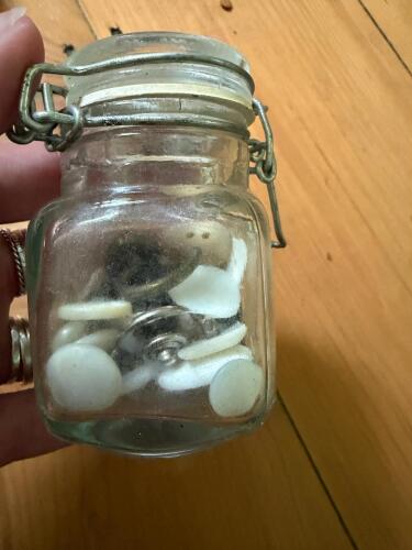Assorted Vintage Buttons in Glass Storage Jar
