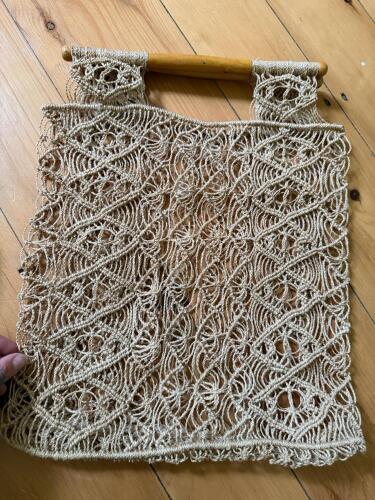 Vintage Macram&eacute; Bag With Wooden Handles