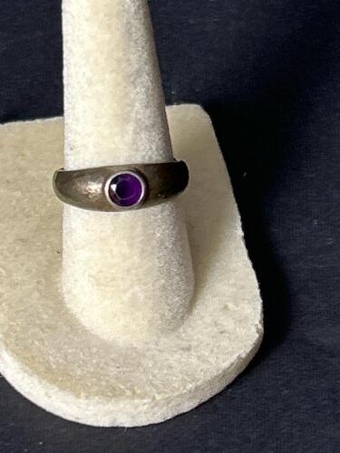 Small Vintage Sterling Silver Ring With Purple Stone